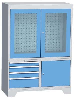 331,- Dílna a průmysl dílenský nábytek Skříň typ KOP S2C výška 2010 x šířka 1440 x hloubka 700 mm 4x zásuvka (výška čela 90, 2x 120 a 210 mm) centrální zámek, nosnost zásuvky 80 kg zásuvky je možno