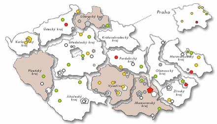 Přehled členských municipalit mapa: Zdroj: www.zdravamesta.cz NSZM ČR má 100 členů, s regionálním vlivem na 2233 měst a obcí, ve kterých žije 3,734 milionu obyvatel (37 % populace ČR).