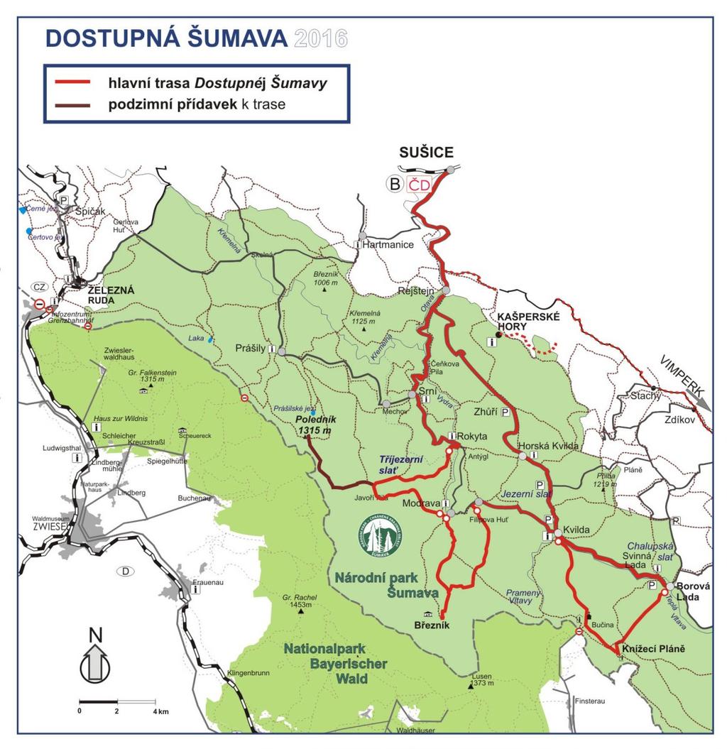 Trasa zájezdu PODZIM 2016 Sušice, nádraží ČD (odjezd v 8.00 hod.) nebo Vimperk, nádraží ČSAD (odjezd v 7.30 hod.
