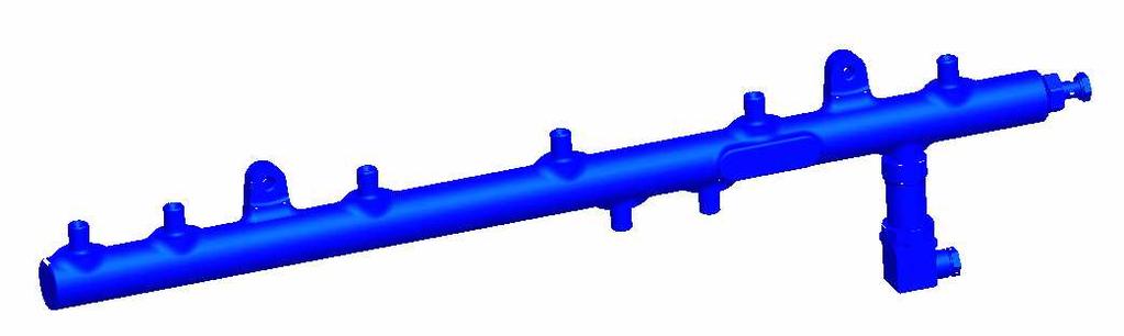 6 VYSOKOTLAKÝ ZÁSOBNÍK 3D model vysokotlakého zásobníku pro šestiválcový motor je vytvořen z modelu tlakového zásobníku dodaný společností Motorpal.