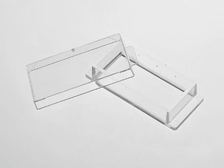 Plastic frame made from virgin polystyrene, tissue culture treated.