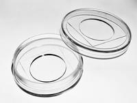 Glass top glass bottom dishes Well Size Glass top dishes are like regular glass bottom dishes, except that there is a hole in the lid, the hold is covered with a #0 cover glass.