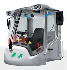 Extra třída designu kabiny Komfortní kabina Ovládací páka Liebherr Pohon pojezdu Liebherr Plynulý pohon Liebherr-Power- Efficiency Moderní ergonomický design kabiny umožňuje strojníkovi dosáhnout