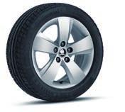 rozměry 215/45 R16, v bílé lesklé barvě Cygnus 6V0 071 495D 8Z8 Kolo z lehké slitiny 6,0J 15" ET38 pro pneumatiky s rozměry 185/60 R15, ve stříbrné metalické