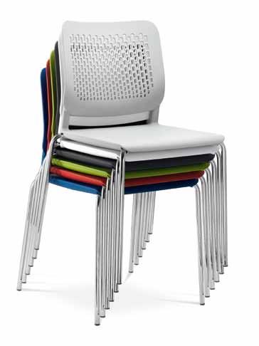 Polypropylénové sedáky a opěradla židlí Time je možné zvolit v barevných provedeních černá, bílá, modrá, šedá, jasně zelená a červená.