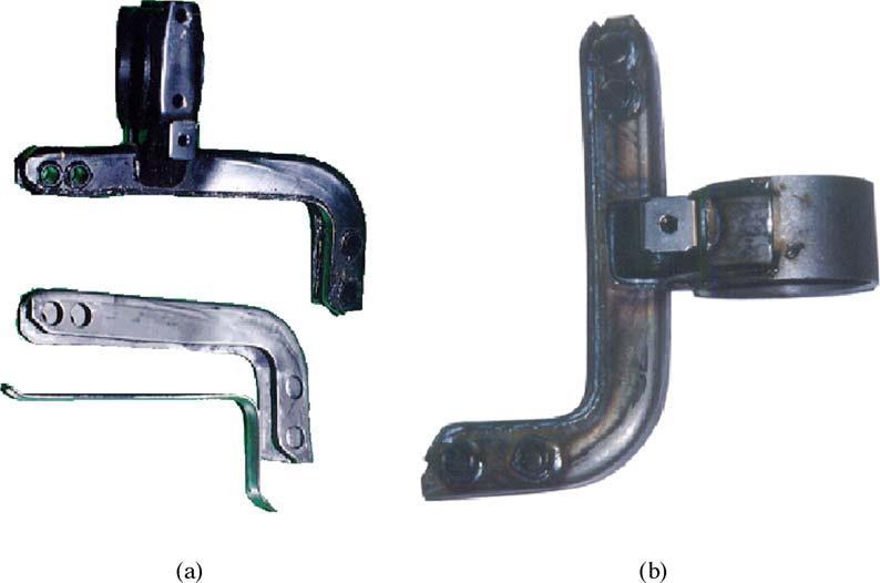 Obr. 6 Podpěry pro uložení motoru: a) jednotlivé součásti podpěr, b) finální výrobek 3.2.