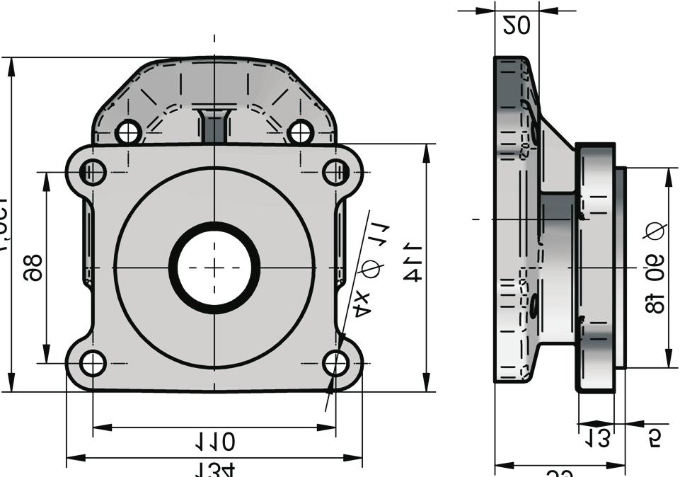 Tvar příruby rozměry v mm (in) K 134 (5.28) 11 (4.