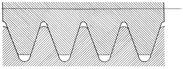 Řemenice pro drážkové řemeny MICO-V TAE OCK OZTEČNÝ ŮMĚ ozice drážkového řemenu v kontaktu s odpovídající řemenici je znázorněna na schématu.