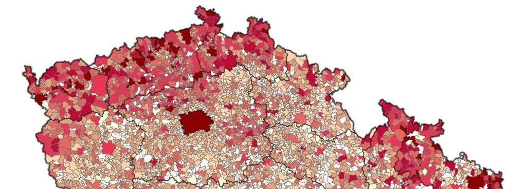 Kartogram : Souhrnný indikátor tržního selhání v oblasti bydlení (TSB) Podkladová data: ArcČR 500, verze 3.