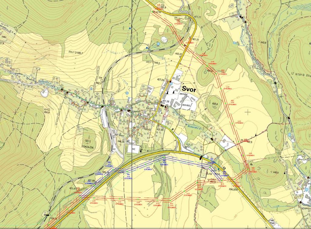 mapka : MKR Svor variantní vedení trasy Svor