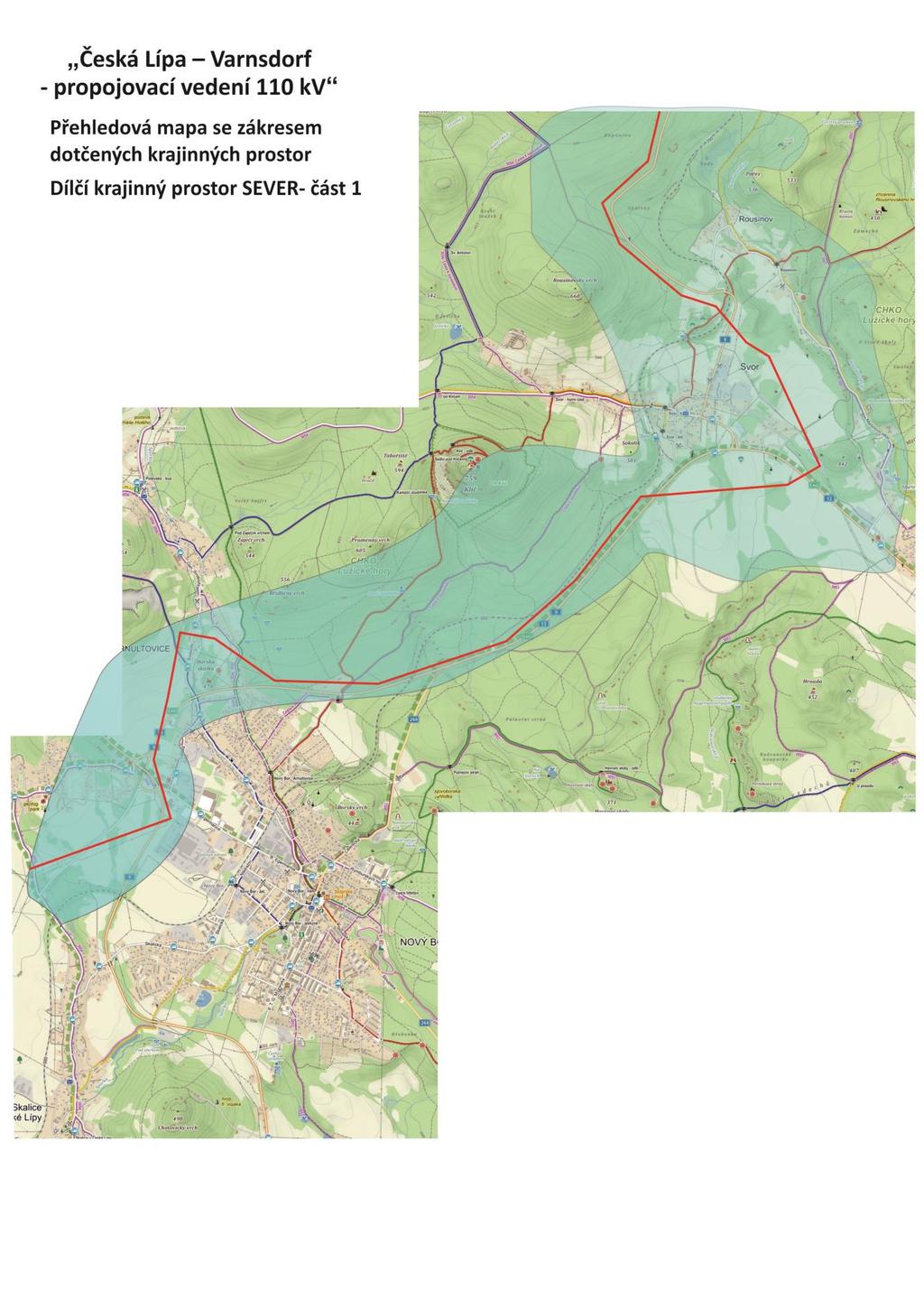 Přehledová mapa odvozená od SMO se zákresem