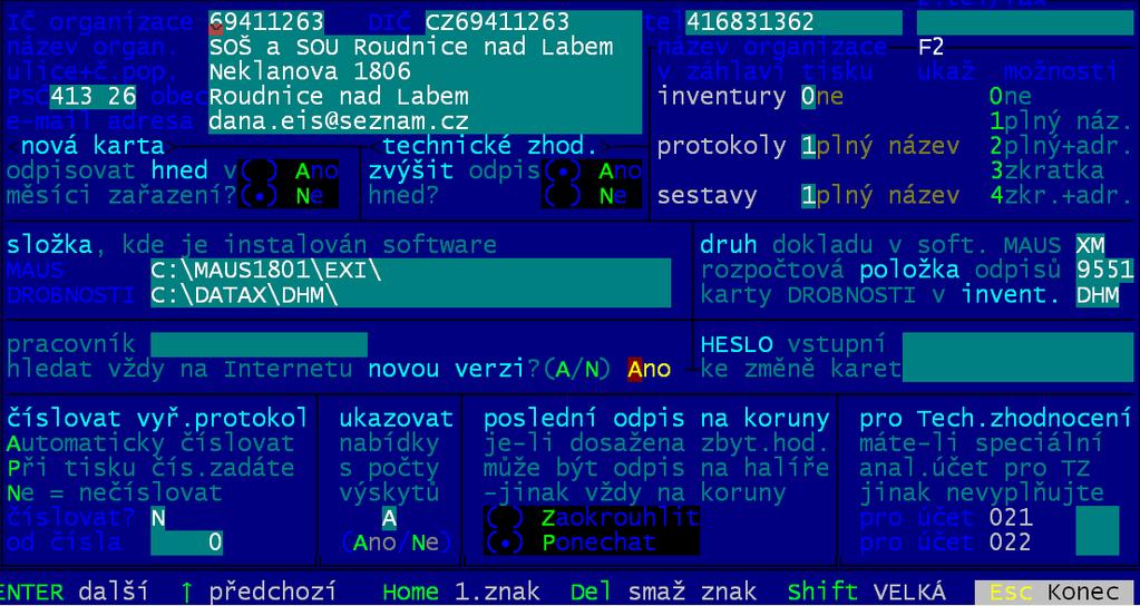 software MAJETEK verze 4.xx verze 4.51 15.11.