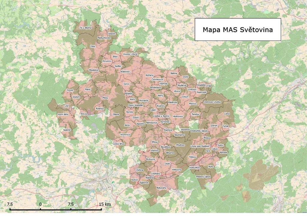 Obrázek 2 MAS Světovina území působnosti Mikroregion Počet obcí Počet obcí MAS Popis Kralovicko 23 22 Oblast Kralovicka a Plaska, krajina se zachovalou přírodou a krajinou, převažujícím zemědělským