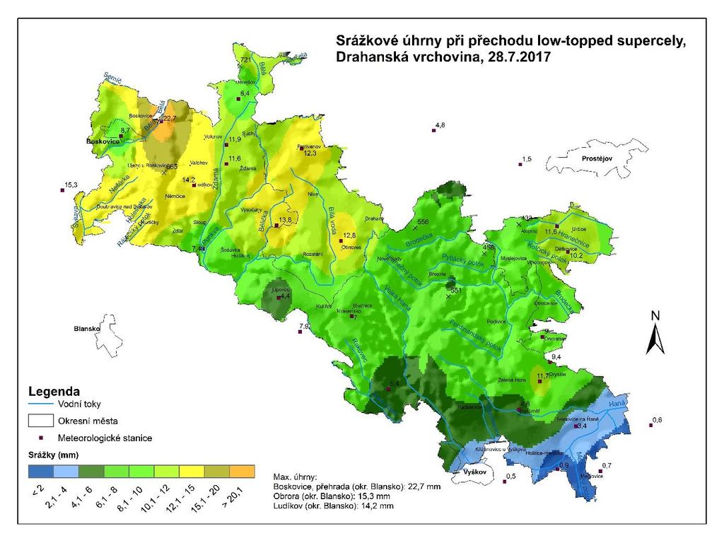 bouřky u Švábenic Mapa č.