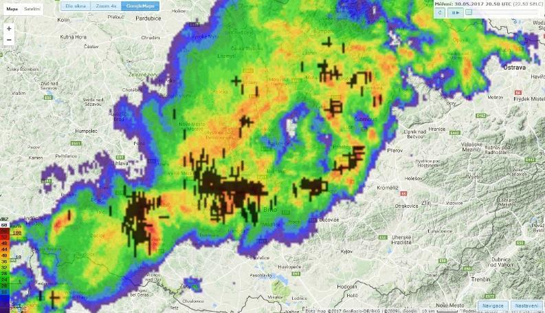 2. První významější bouřková situace 30.5.2017 První výraznější bouřková situace na sebe nechala poměrně dlouho čekat, vlastně až do konce května. Utla tak na krátko první vlnu veder.