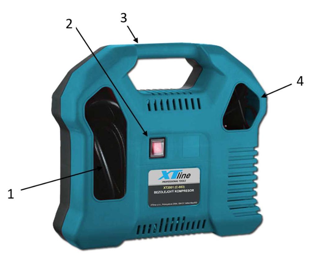 1. Technické údaje Napatie 230V 50Hz Príkon 1100W Otáčky 3550min-1 Výstupný tlak 8bar Prietok vzduchu 180l/min Izolacia Třída ochrany 2 Krytí IP20 Akustický tlak LpA 75dB Akustický výkon LwA 97dB 2.