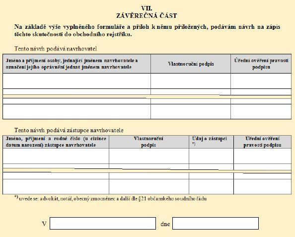 a) Pokud mají být údaje zapsány v zákonem stanovené lhůtě, zaškrtne políčko v prvním řádku.