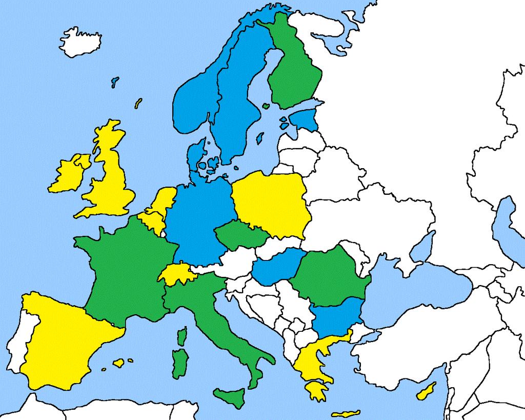 (green) Countries with political support and