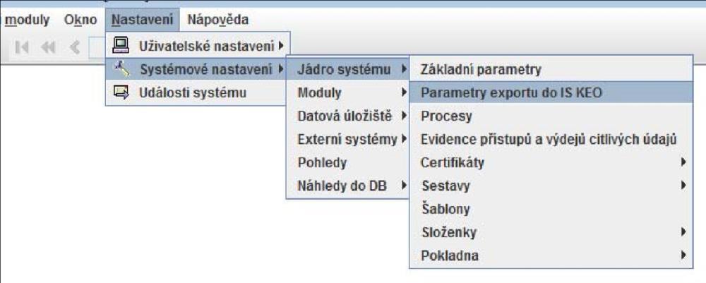 1. / Základní nastavení vazby mezi KEO-X a KEO-W Pro modul Evidence hřbitovů, Evidence psů a Evidence smluv, byla zprovozněna vazba KEO-X KEO-W.