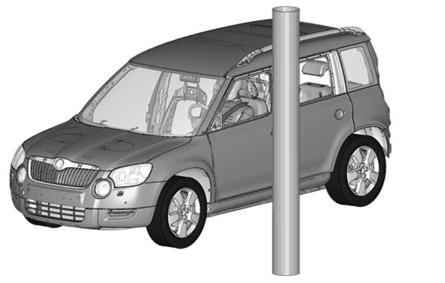vozu (FEM) Boční náraz na kůl v konfiguraci EuroNCAP   vozu (FEM) Boční náraz na