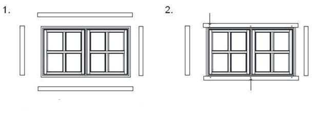 4.10. Okna: Okna se instalují stejným způsobem jako dveře: Položte si okenní rám a čtyři