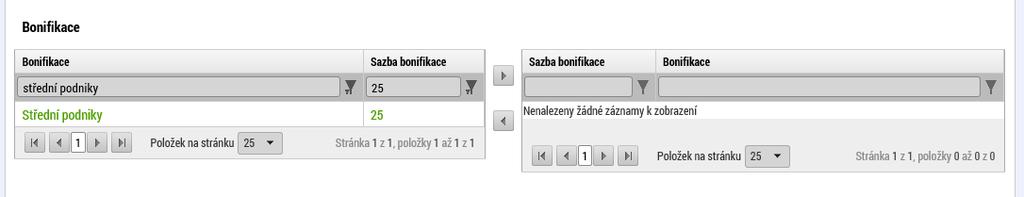 V tabulce je možné filtrovat a to jak v každém sloupci zvlášť, tak oba filtry kombinovat.