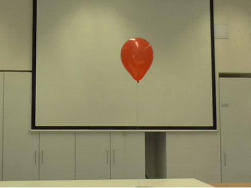 Na balónek naplněný heliem podle Archimédova zákona působí ve vzduchu vztlaková síla, která je současně tažnou silou působící na balónek.