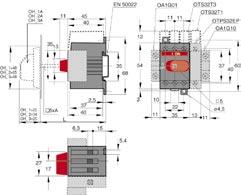 Odpínače OT...1E3 Montáž na základní desku nebo DIN lištu Rozměrové výkresy OT.
