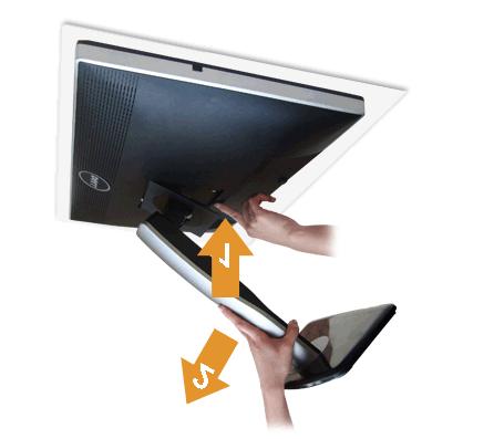 Odstranění podstavce POZNÁMKA: Abyste zabránili poškrábání LCD obrazovky, zatímco odstraňujete podstavec, ujistěte se, že monitor je položen na měkkém, čistém povrchu.