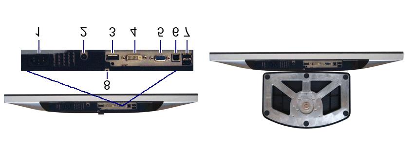 vašeho počítače 5 VGA konektor Pro připojení VGA kabelu vašeho počítače 6 USB výstupní port 7 USB vstupní porty 8 Funkce uzamčení podstavce Pro připojení USB kabelu, který byl dodán k vašemu