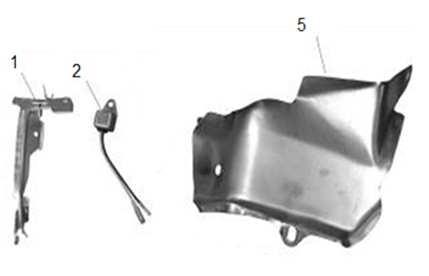 1 710007001 Boční kryt Side plate 2 710007002 Olejové čidlo Oil alert unit 5 710007005 Kryt Cover plate Position Part