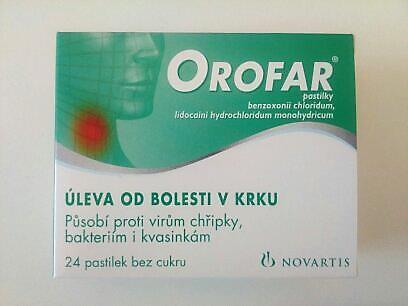 Orofar Účinná látka: benzoxonium, lidokain Účinné látky viz Orofar sprej.