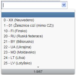 vozu při zaškrtnutí volby Konkrétní se nabídne číselník železnic a je možné zvolit konkrétní požadovanou železnici) Odeslat tlačítko,