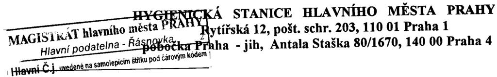 : 4059/0. "em Vyøizuje: Polanecká tel. 261006350 dne 23.4.2004 V ase cj.: I\t1H1VIP~004/0ZPNI/EIA/092-1Nè Vìc: Magistrát hl.m.prahy, odbor životního prostøedí, Øásnovka 8, Praha 1 "Administrativní areál Modøany, Praha 12", zjiš ovací øízení dle 7 zákona è.