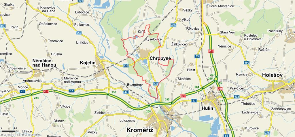 6. Analytická část 6.1 Charakteristika města a území Město Chropyně leží na území okresu Kroměříž a náleží pod Zlínský kraj. Příslušnou obcí s rozšířenou působností je rovněž okresní město Kroměříž.