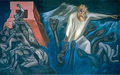3.10. Vlevo nahoře: José Clemente Orozco, The Departure of Quetzalcoatl (Odchod