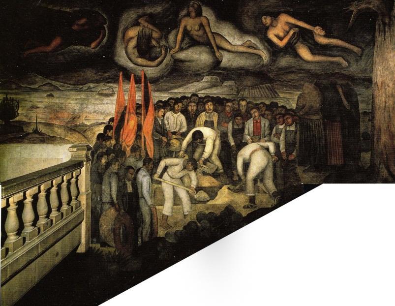 Diego Rivera, El Entierro del Revolucionario (Pohřeb revolucionáře), 1926,
