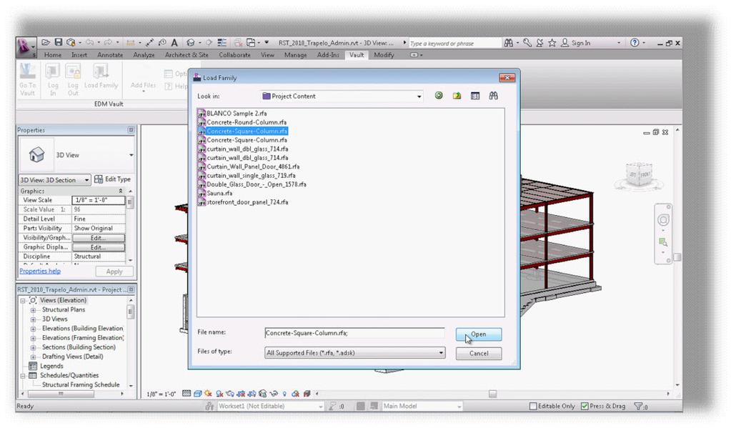 Správa a rganizace všech vytvřených dat v aplikaci Revit na jednm místě v úlžišti Vault