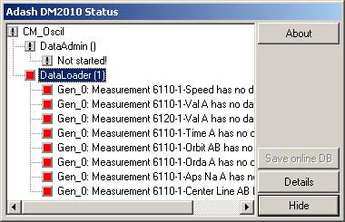ADASH spol. s r.o. - 199-2. Data Loader se připojil na oba servery. Vytvořil si datové struktury, do kterých dosud nenaplnil žádná data.