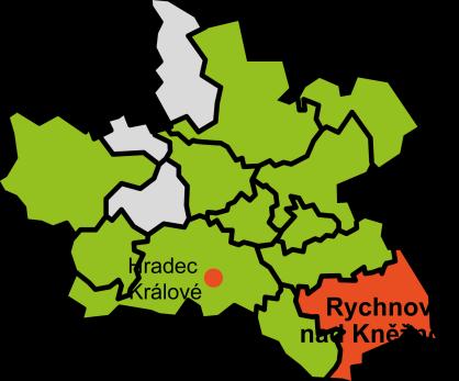 ORP Rychnov nad Kněžnou 47 937 ha, 33 905 obyvatel v ORP z toho 11 088 v Rychnově nad Kněžnou 32 obcí, 4 města z části pohraničí,