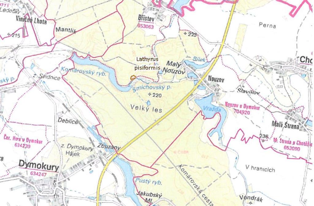 A036 lokality výskytu zvláště chráněných druhů rostlin a živočichů s národním významem Lokalita se nachází v k.ú. Břístev.