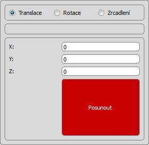 UTB ve Zlíně, Fakulta aplikované informatiky 55 8.4.2 Translace (posunutí) Posunutí je provedeno zadáním třemi body vektoru posunutí.