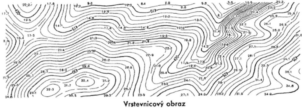 LINEÁRNÍ INTERPOLACE VRSTEVNIC Po provedené interpolaci vzniká výsledný vrstevnicový plán.