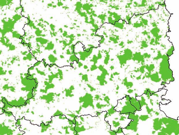Mapa 15 Lesy a CHKO v okrese Plzeň-jih Mapa 16 Lesy a CHKO v obci Šťáhlavy Zdroj dat: