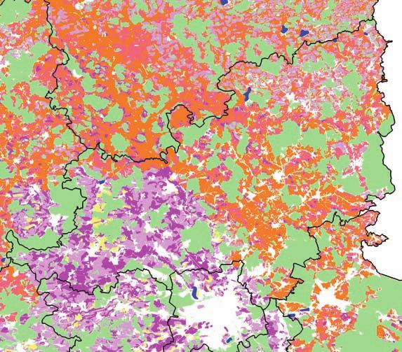 Mapa 19 Potenciál výmladkových plantáží RRD v okrese Plzeň-jih při pěstování na veškeré zemědělské půdě Mapa 20 Potenciál výmladkových plantáží RRD v obci Šťáhlavy při