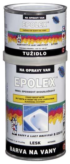 EPOLEX BARVA NA VANY S 2321 O EMAIL EPOXIDOVÝ DVOUSLOŽKOVÝ Zdravotně nezávadný email je určen na renovaci povrchu smaltovaných van, vaniček sprchových koutů. Není vhodný na akrylátové povrchy.