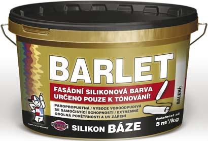 BARLET SILIKON V 4018 FASÁDNÍ SILIKONOVÁ BARVA odstín bílý 5 kg 10 kg 25 kg až 5 BARLET SILIKON je moderní silikonová fasádní barva.