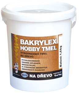 BAKRYLEX HOBBY TMEL V 5000 VYROVNÁVACÍ TMEL NA DŘEVO 0,75 kg až 6 BAKRYLEX HOBBY TMEL V 5000 se používá k vyrovnávání drobných nerovností povrchu dřeva, dřevotřísky, omítek, betonu apod.