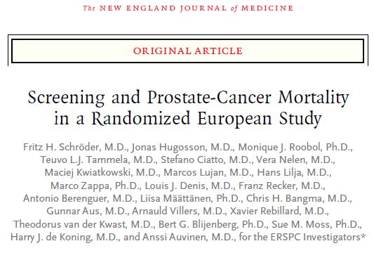 Vliv screeningu na snížení mortality ERSCP NEJM 2009,