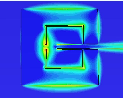 S11 [db] 0,8 1 1,2 1,4 1,6 1,8 2 2,2 2,4 2,6 2,8 3 0-5 -10-15 -20-25 f [GHz] Obrázek 10: Frekvenční průběh činitele odrazu na vstupu flíčkové antény Simulace ukazuje, že tento tvar antény je schopen